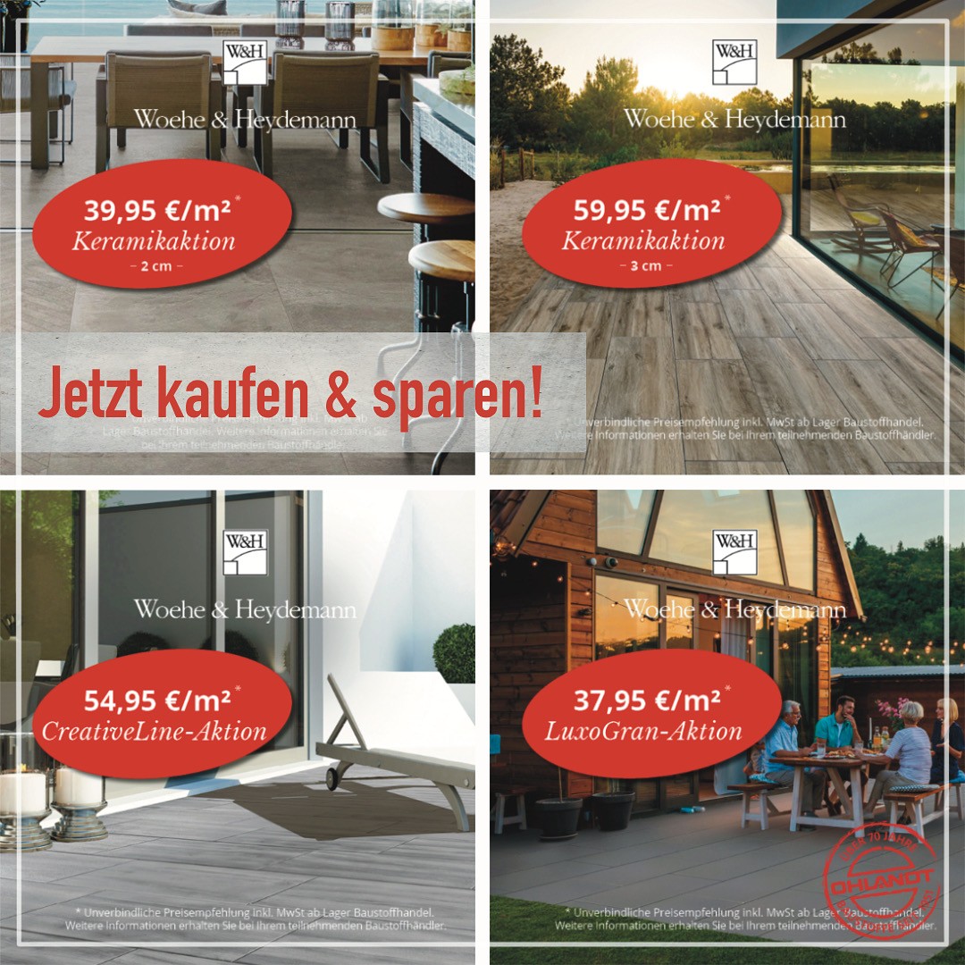 Woehe & Heydemann Aktionsbanner mit Keramik-Plattenangebot
